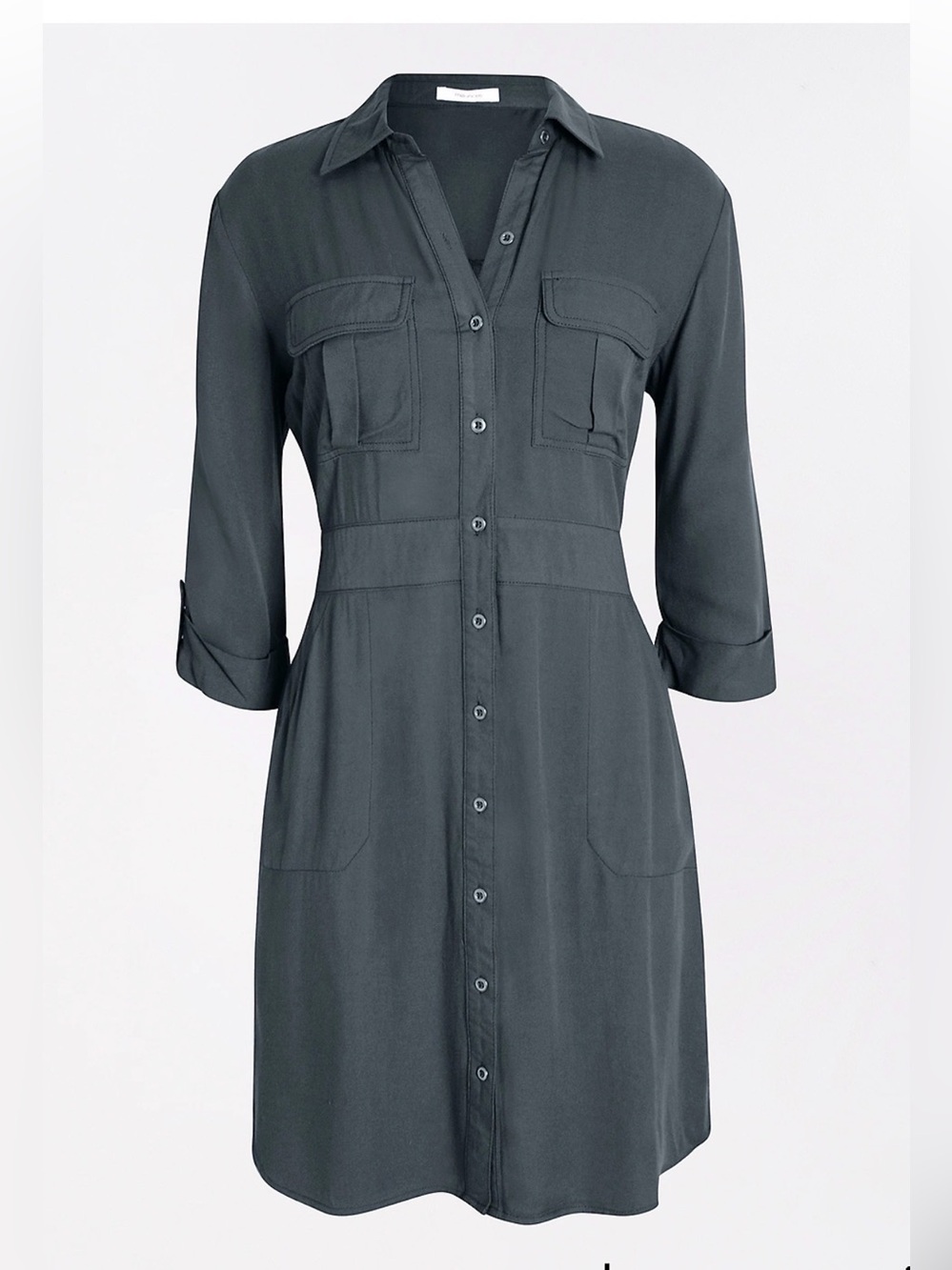 Maurices Charcoal Gray Button-Front Shirt Dress